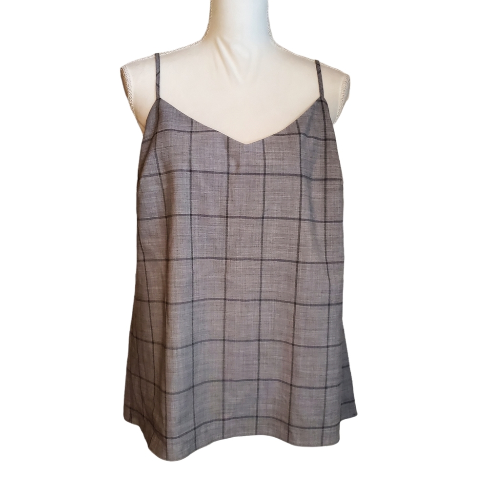 NEW Banana Republic Gray Windowpane Wool Blend Cami Tank